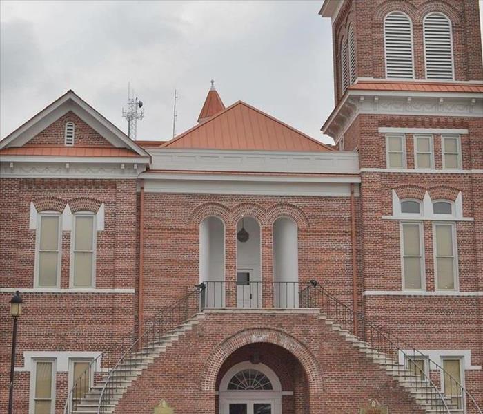 Tall brick building structure, the historical Burke County courthouse